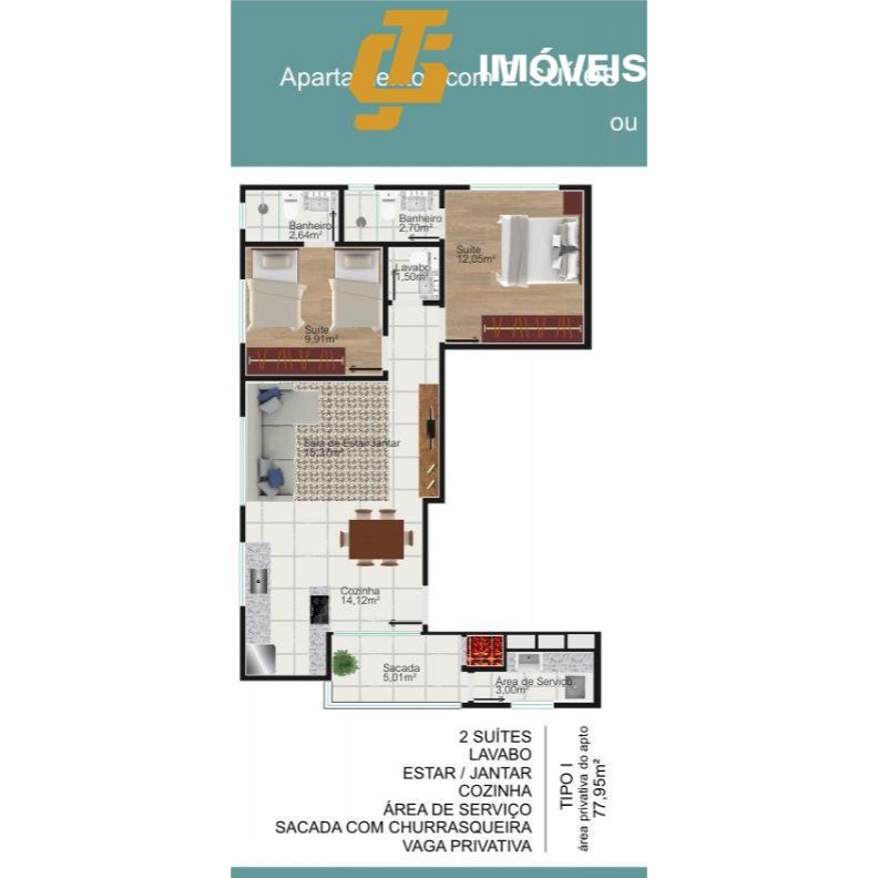 Apartamento à venda com 2 quartos, 78m² - Foto 14